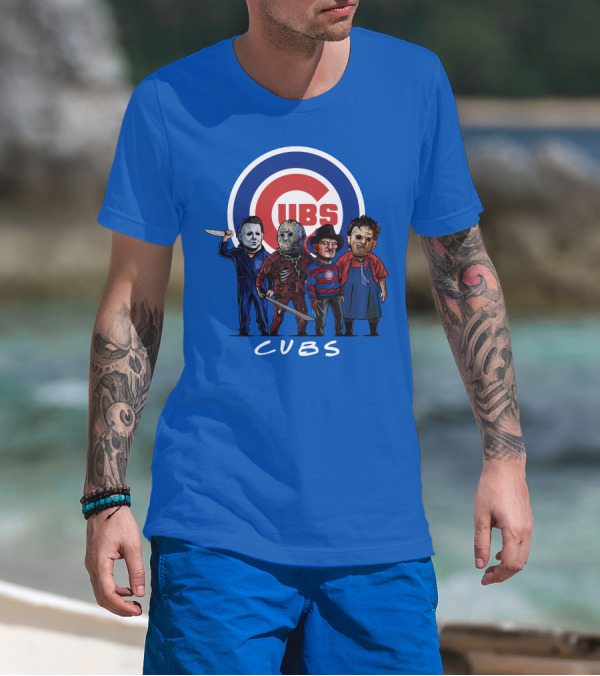 Chicago Cubs Halloween Slasher Squad Featuring Iconic Horror Characters T-Shirt