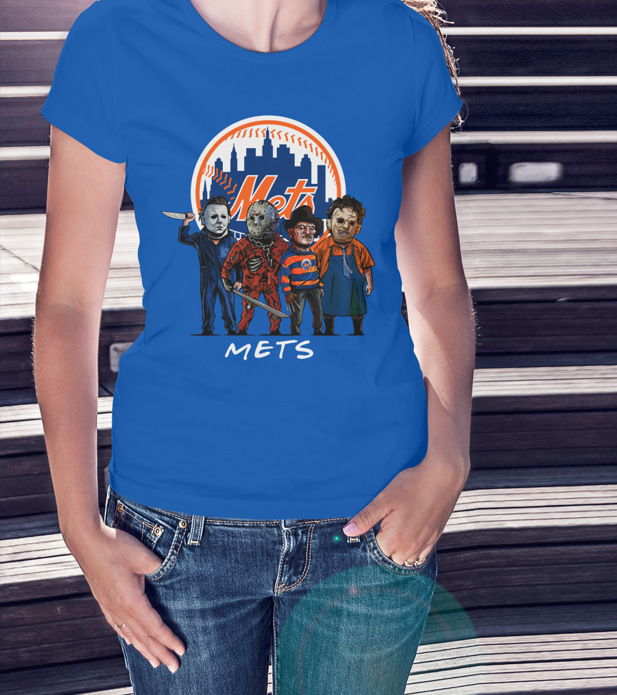 New York Mets Halloween The Slasher Squad Mets Team Characters T-Shirt