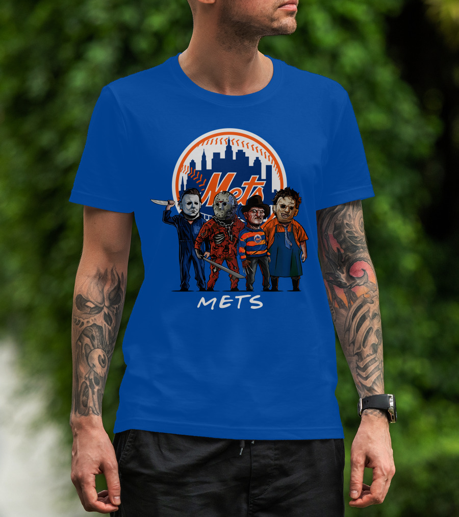 New York Mets Halloween The Slasher Squad Mets Team Characters T-Shirt