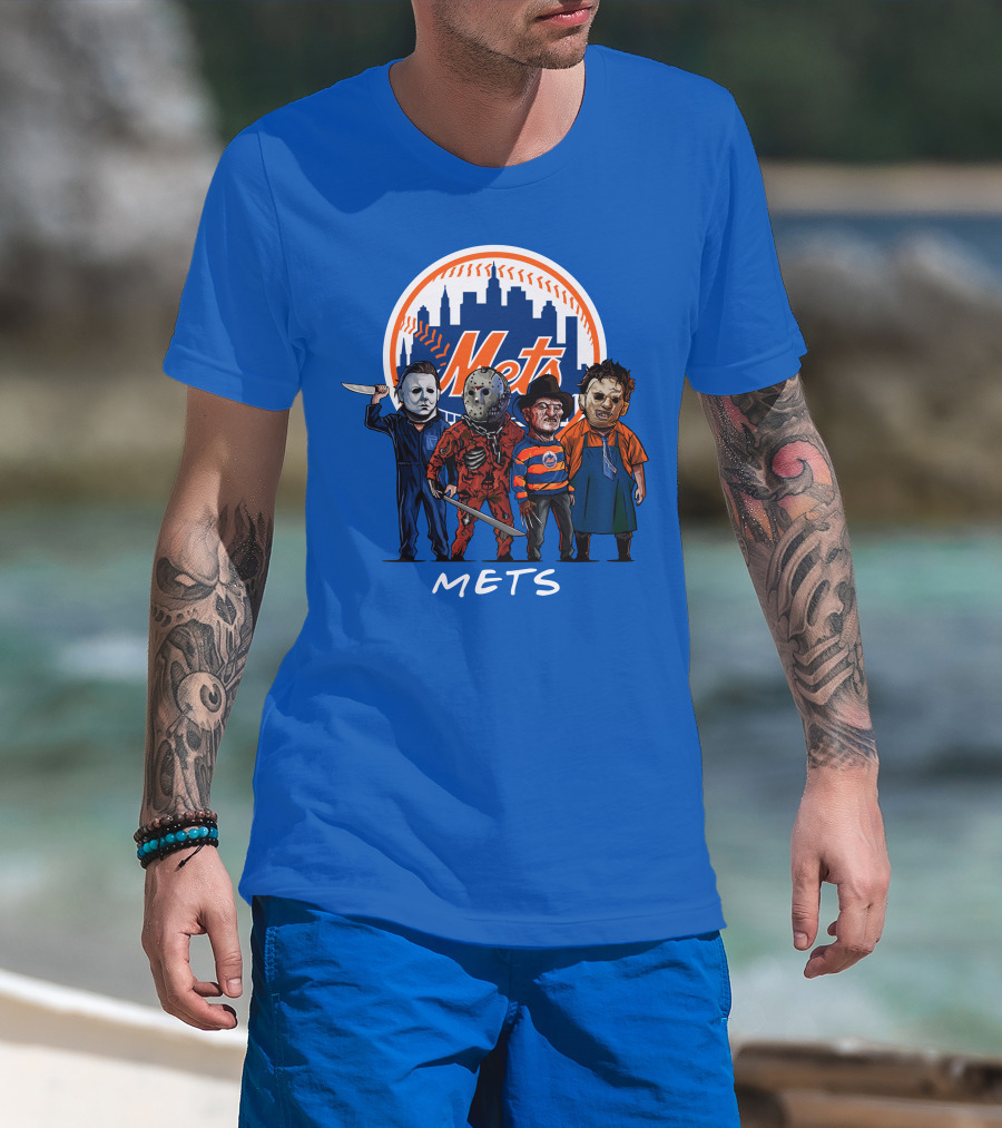 New York Mets Halloween The Slasher Squad Mets Team Characters T-Shirt