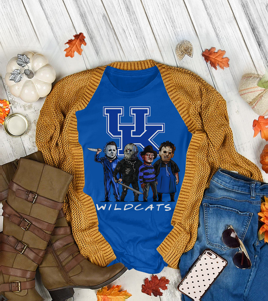 Kentucky Wildcats Halloween Horror Characters Team Up with Iconic Slashers T-Shirt