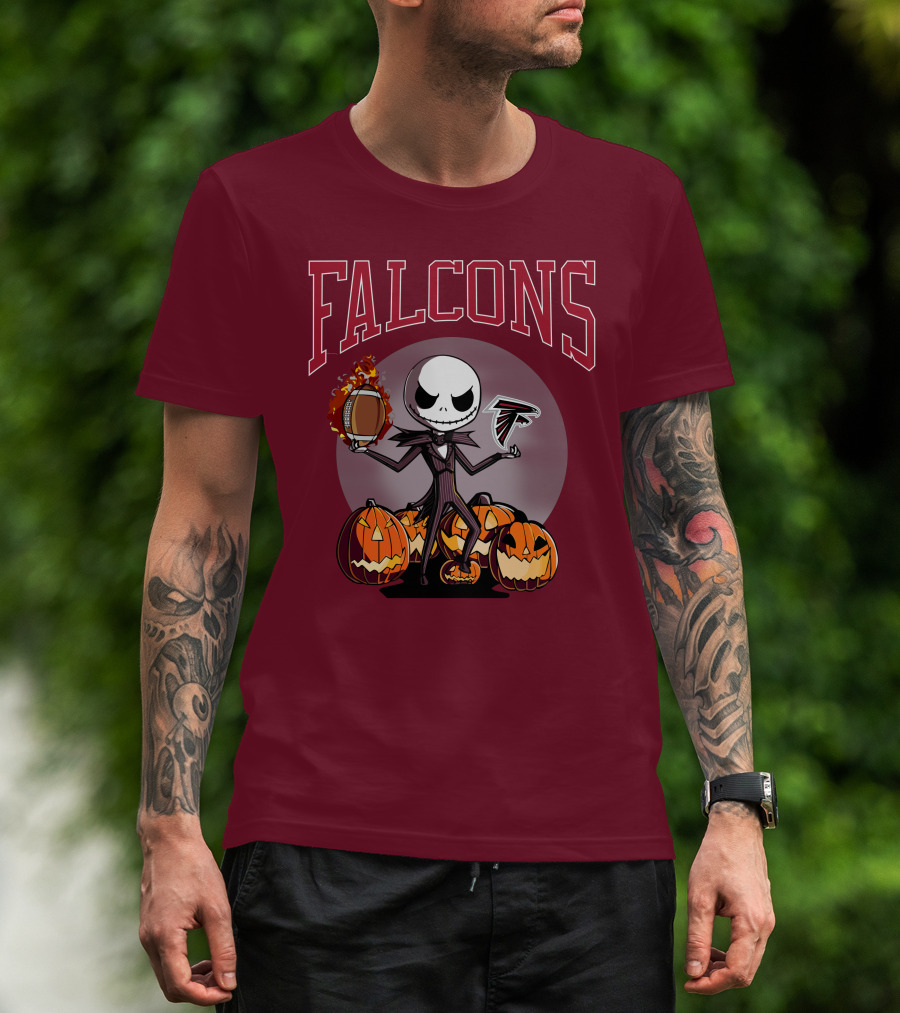 Falcons Halloween Jack Skellington Atlanta Football Pumpkin T-Shirt