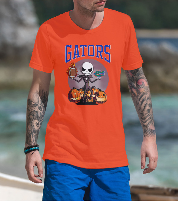 Gators Jack Skellington Florida Halloween Football Pumpkins T-Shirt