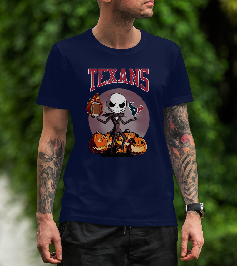 Texans Halloween Jack Skellington Football Pumpkins T-Shirt