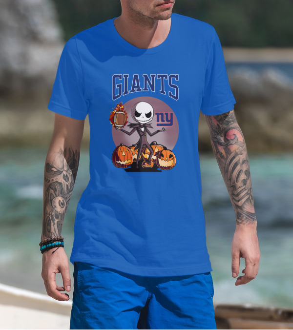 Giants NY Jack Skellington Pumpkin Halloween T-Shirt