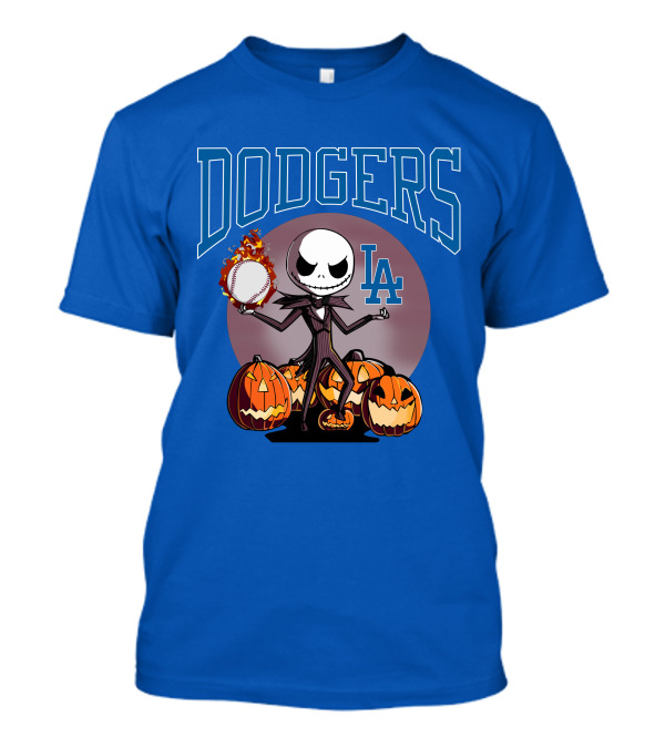Dodgers LA Jack Skellington Baseball Halloween Pumpkins T-Shirt