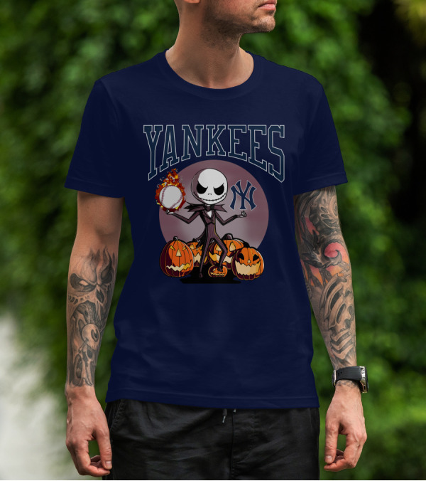 Yankees Jack Skellington Halloween Baseball Pumpkins T-Shirt