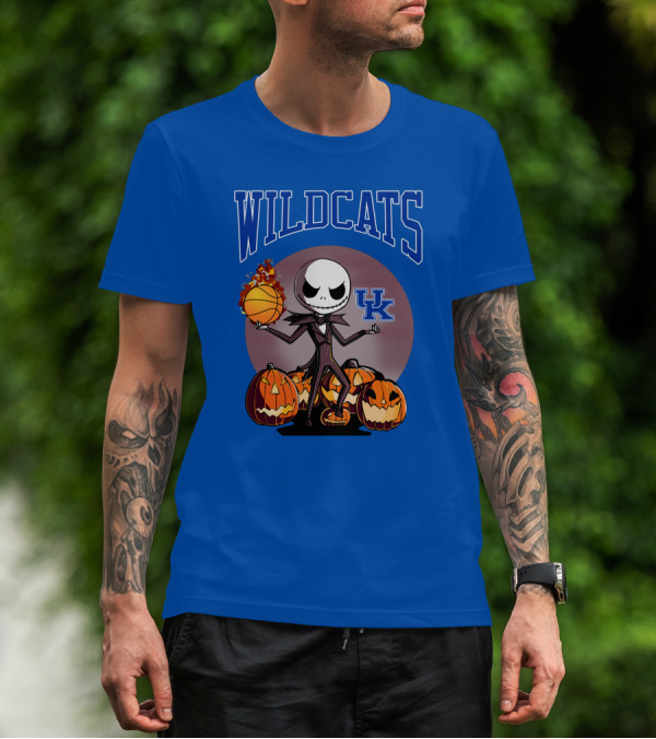 Wildcats UK Jack Skellington Halloween Basketball Pumpkins T-Shirt