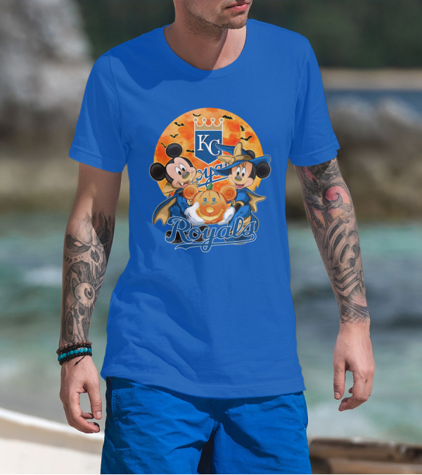 Kansas City Royals Mickey Mouse And Minnie Mouse Halloween Pumpkin Magic T-Shirt