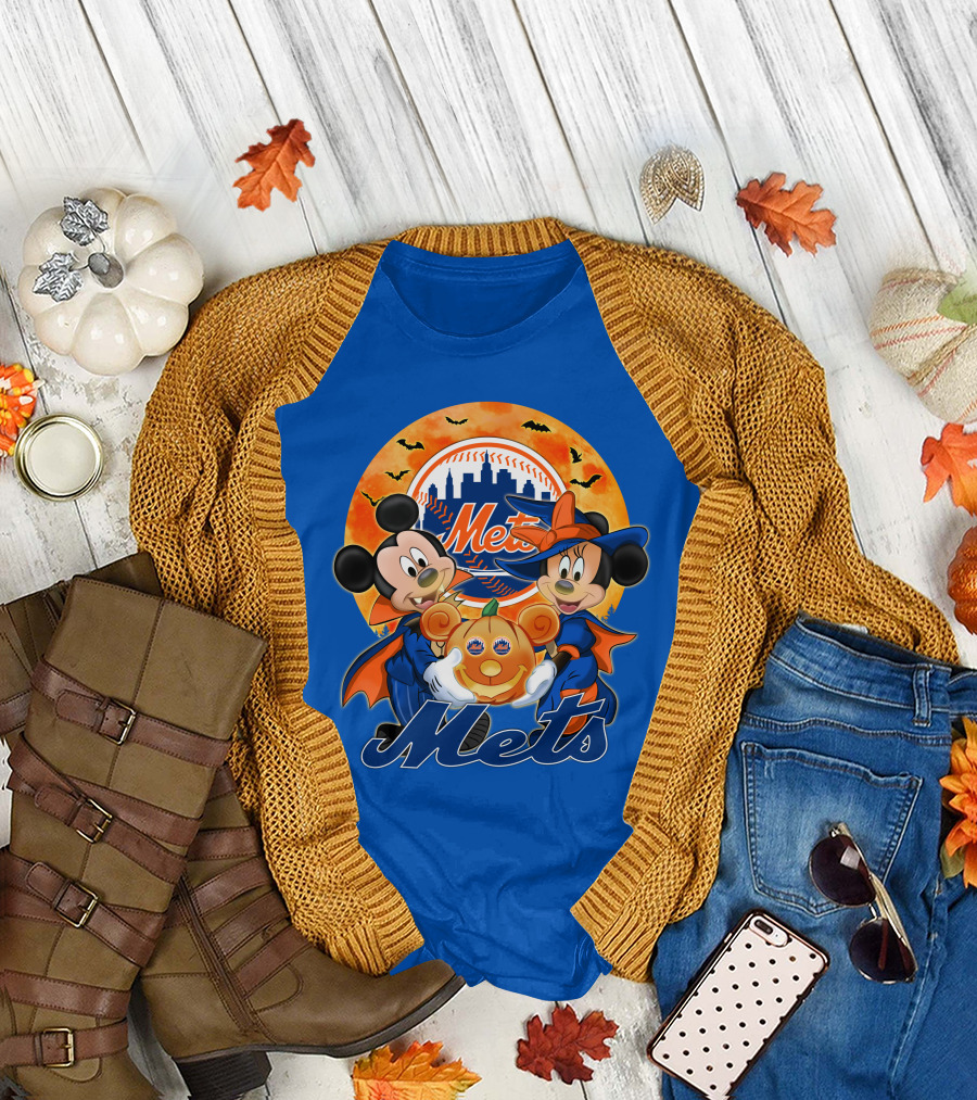Mickey Minnie Mets Halloween Pumpkin Baseball Bats T-Shirt