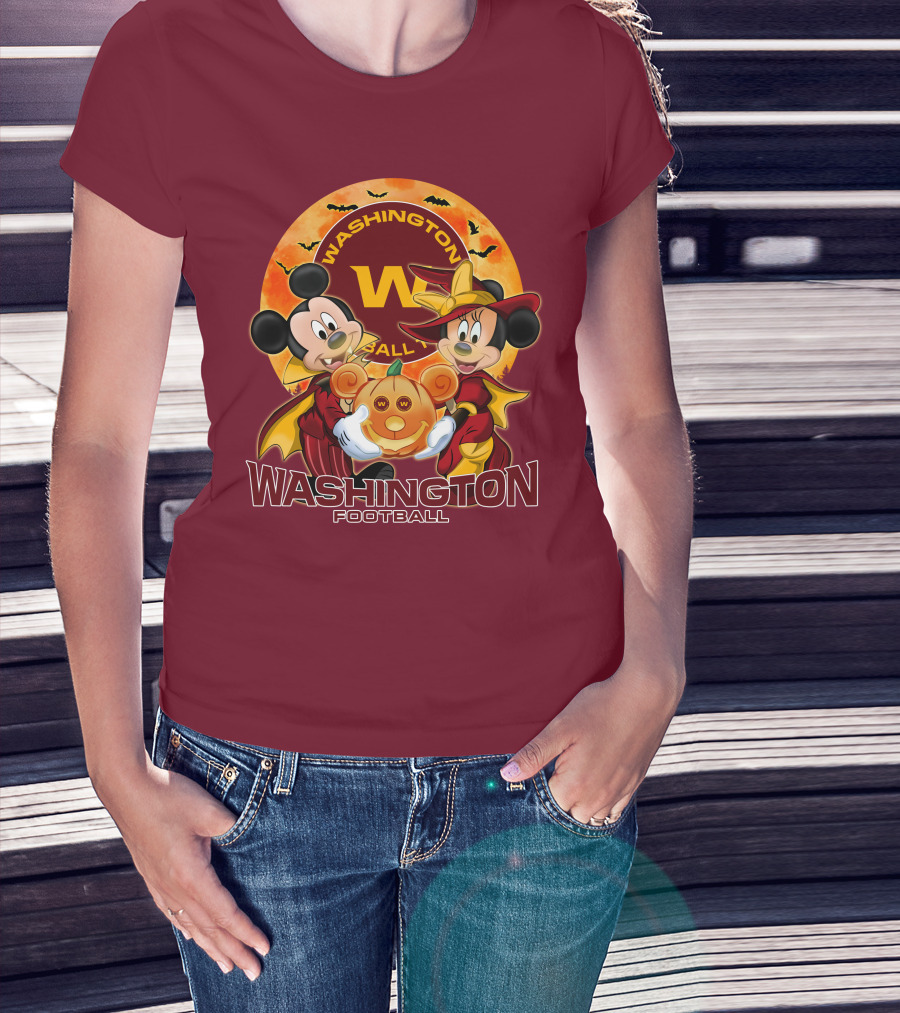 Washington Football Mickey Mouse Minnie Mouse Halloween T-Shirt
