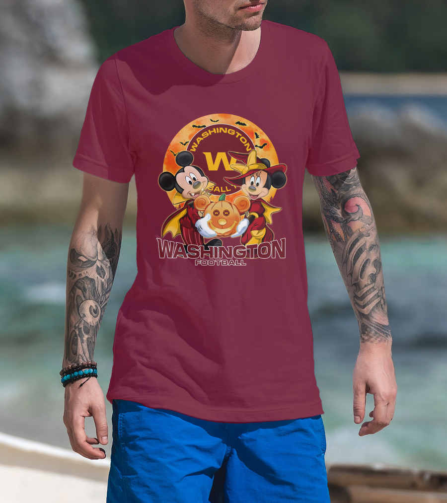 Washington Football Mickey Mouse Minnie Mouse Halloween T-Shirt