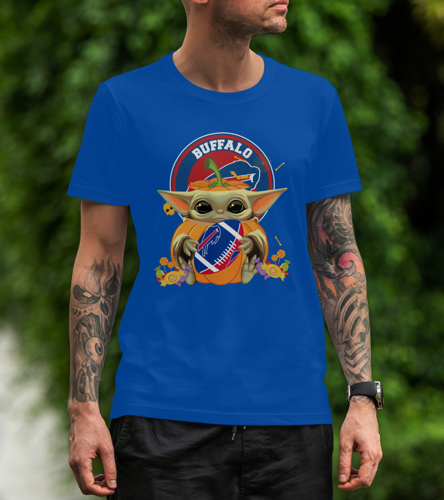 Halloween Pumpkin Baby Yoda Buffalo Bills Football Team Spirit T-Shirt