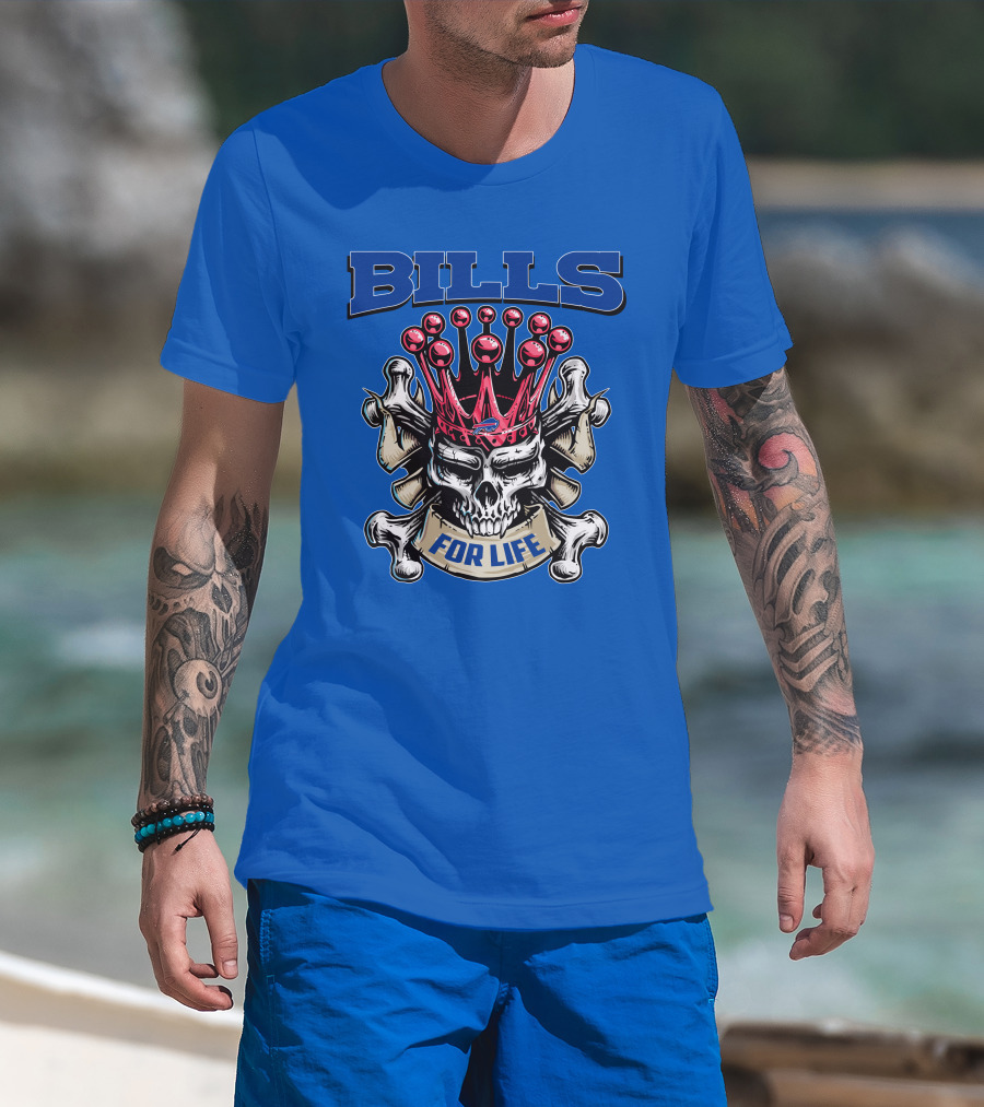 Buffalo Bills Skull King Crown For Life T-Shirt