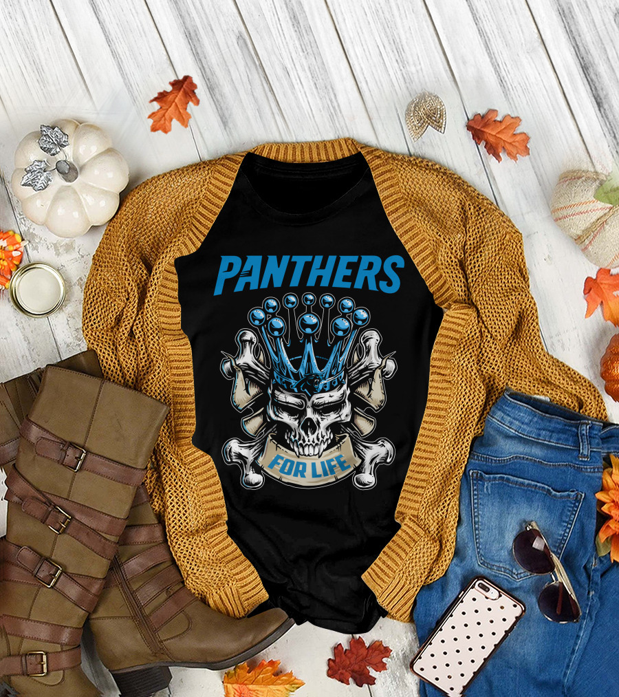 Panthers Skull King For Life T-Shirt
