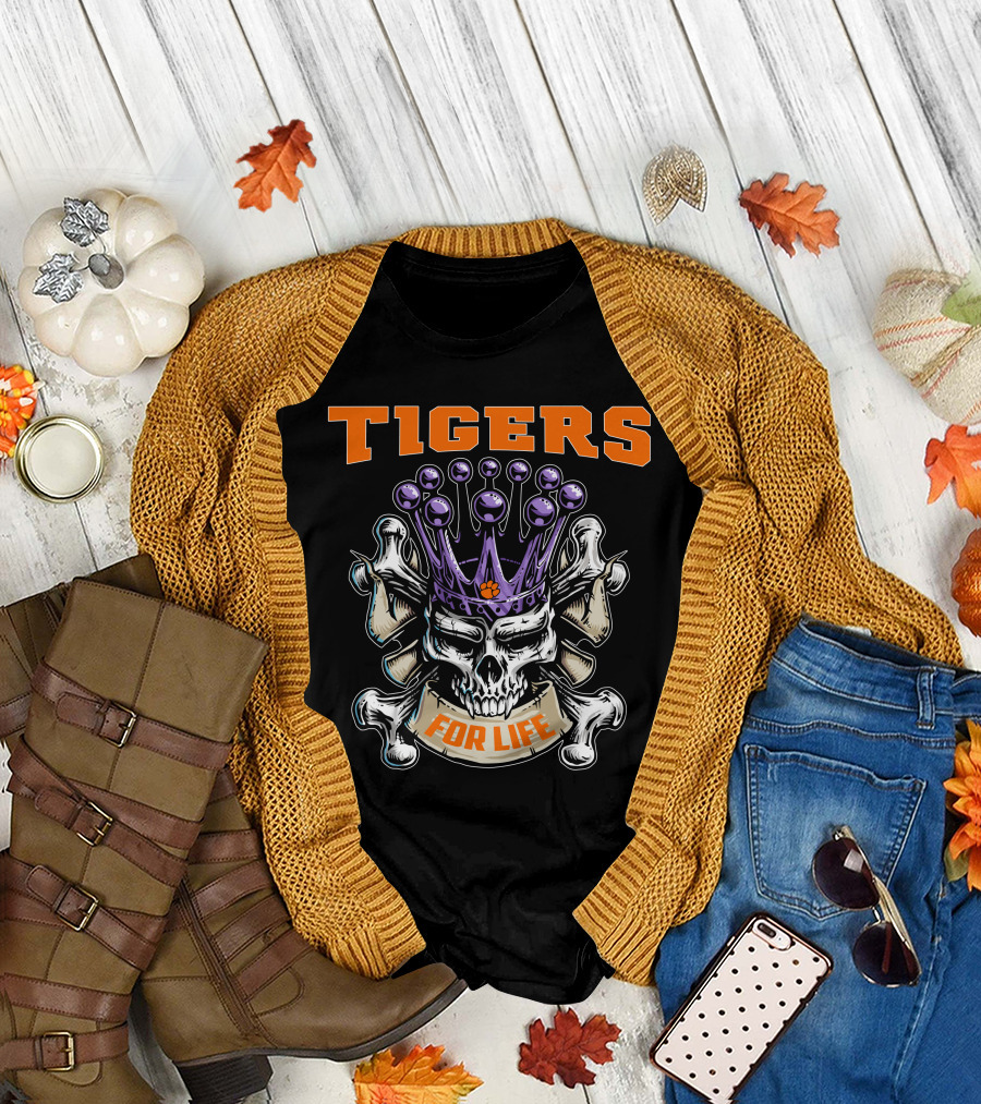 Tigers Skull King For Life T-Shirt