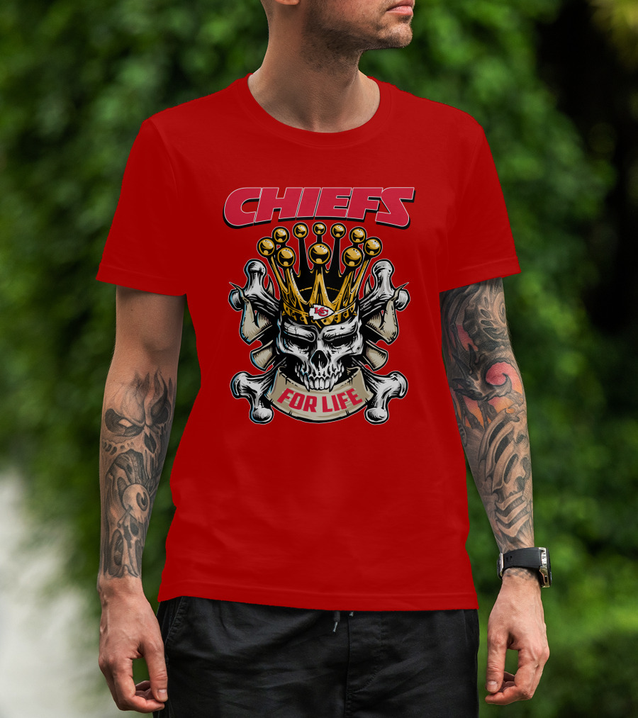 Chiefs Skull King Crown For Life T-Shirt