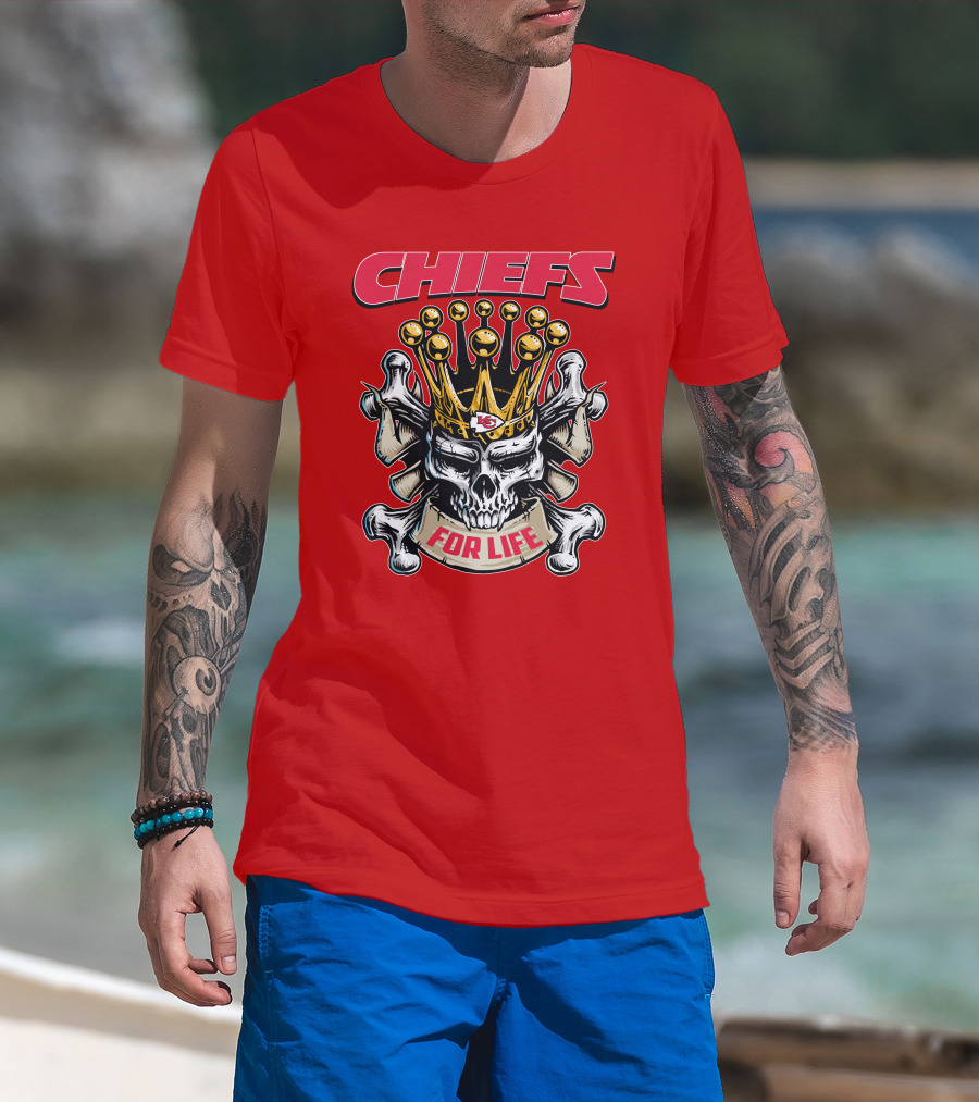 Chiefs Skull King Crown For Life T-Shirt