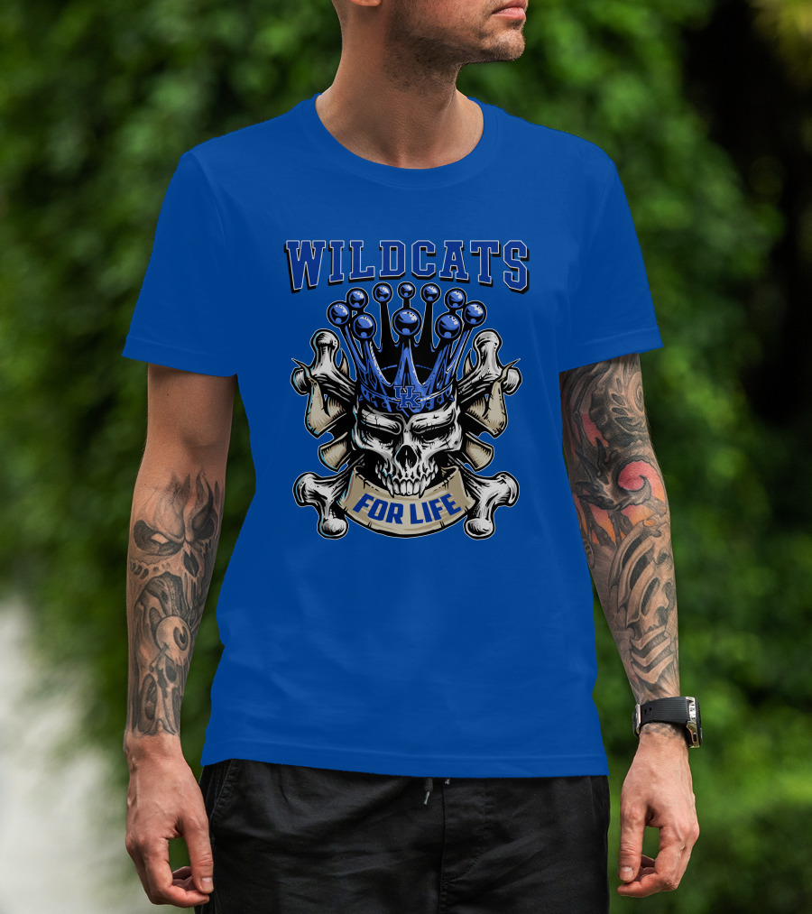 Wildcats For Life Skull King Kentucky Wildcats T-Shirt