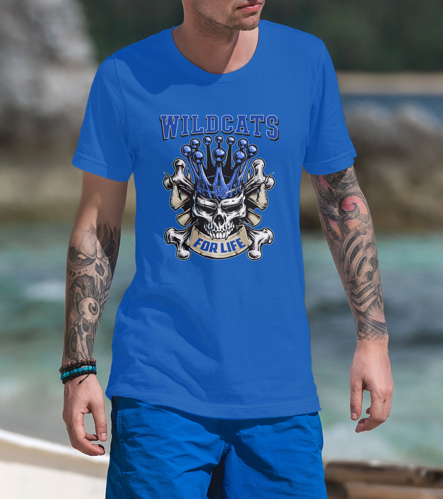 Wildcats For Life Skull King Kentucky Wildcats T-Shirt