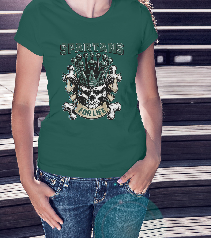Spartans Skull King Michigan State For Life T-Shirt