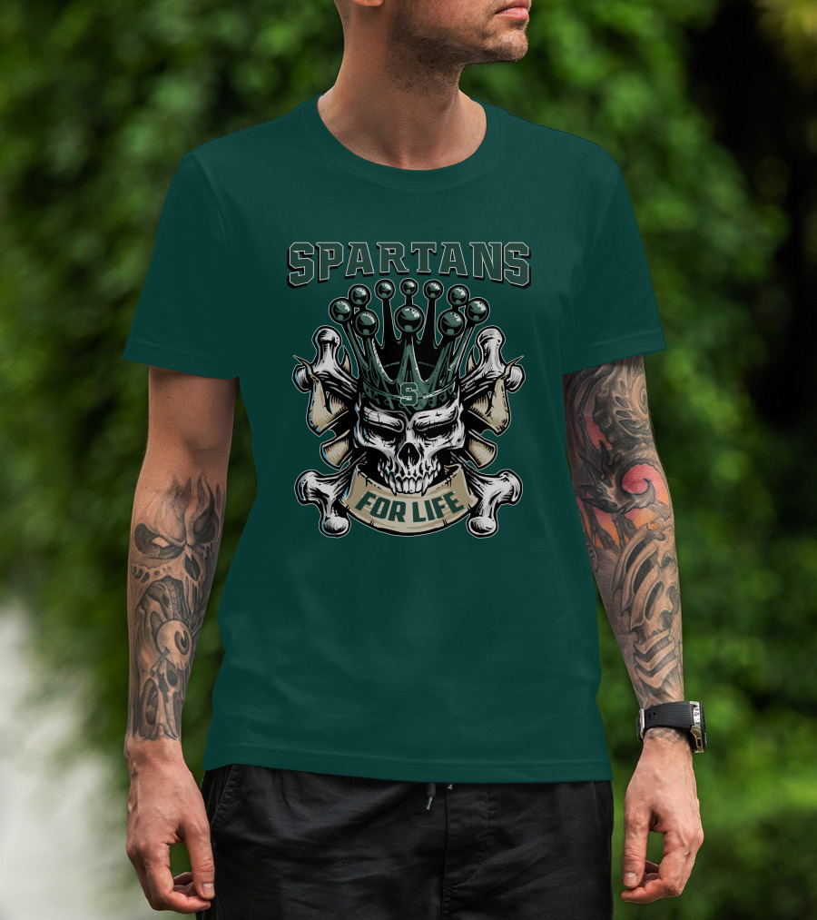 Spartans Skull King Michigan State For Life T-Shirt