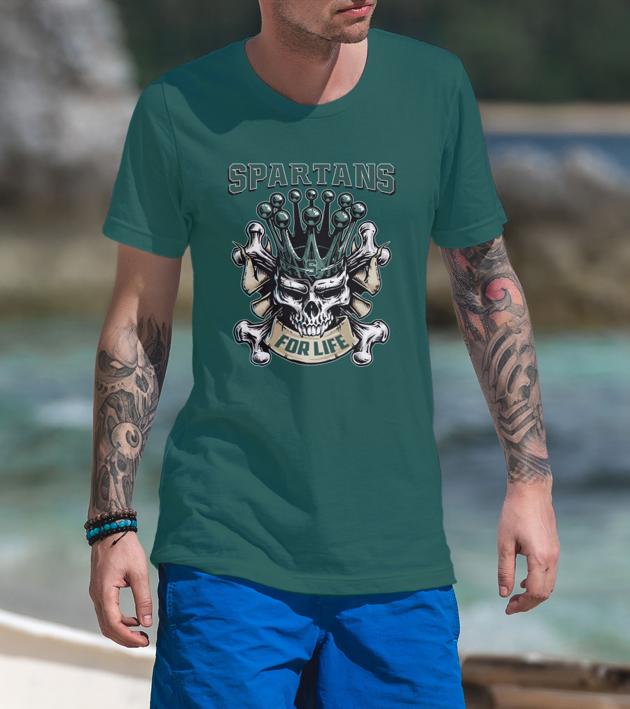 Spartans Skull King Michigan State For Life T-Shirt