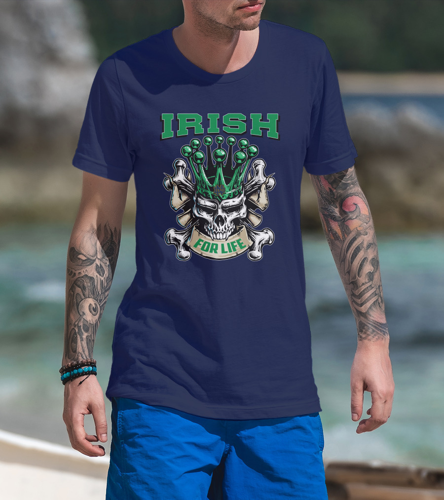 Irish Skull King Notre Dame For Life T-Shirt