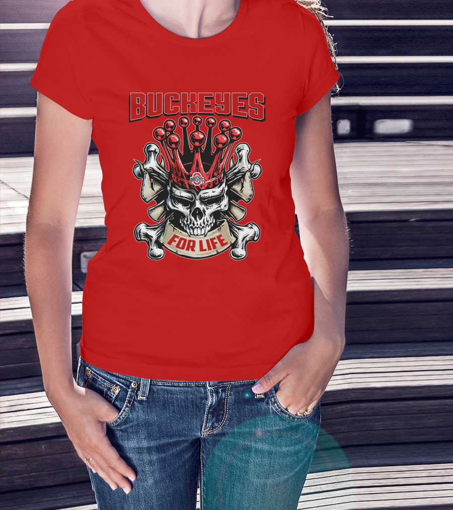 Buckeyes Skull King Ohio State For Life T-Shirt