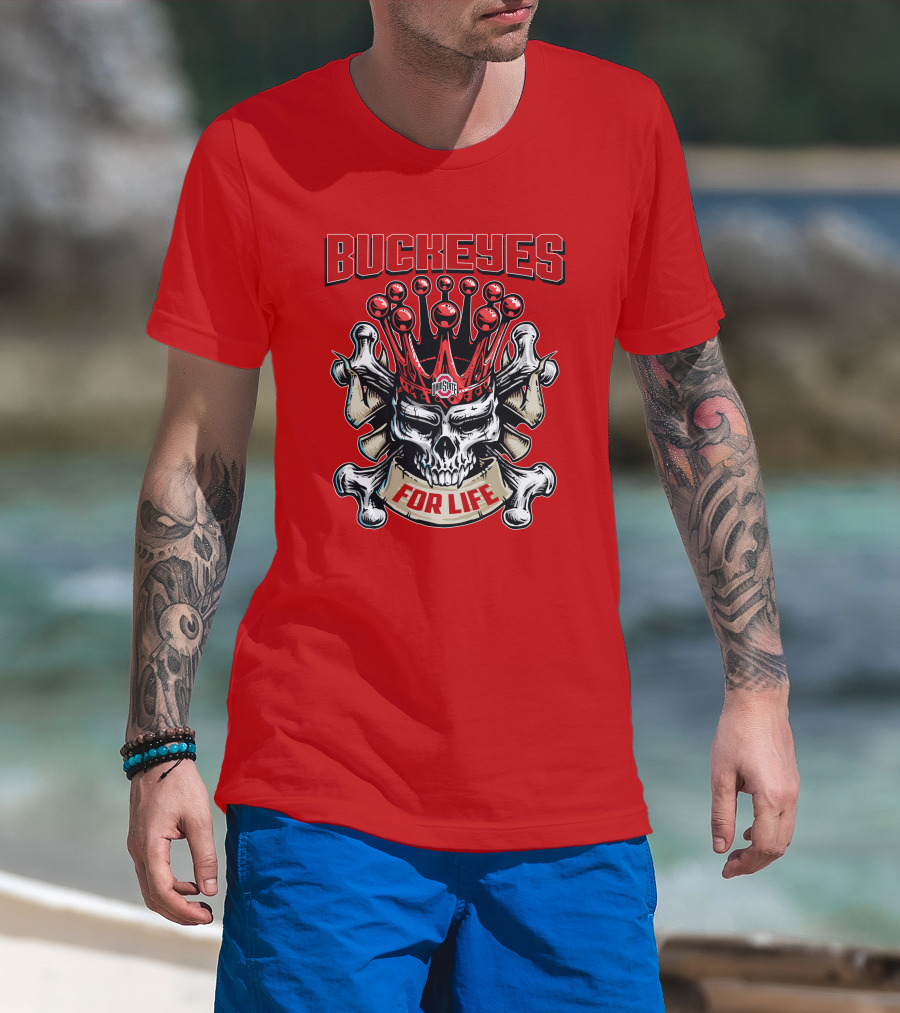 Buckeyes Skull King Ohio State For Life T-Shirt