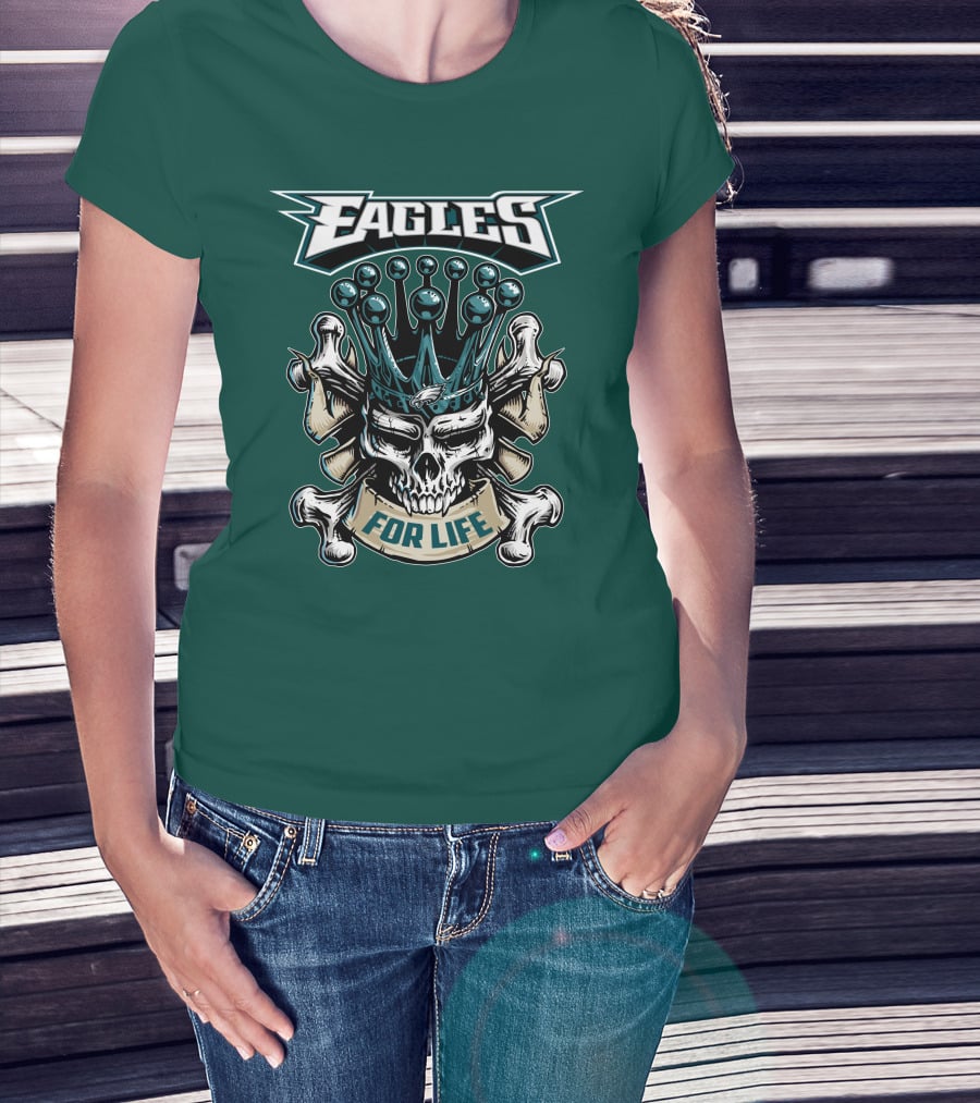 Eagles Skull King For Life Philadelphia Fan Dominion T-Shirt