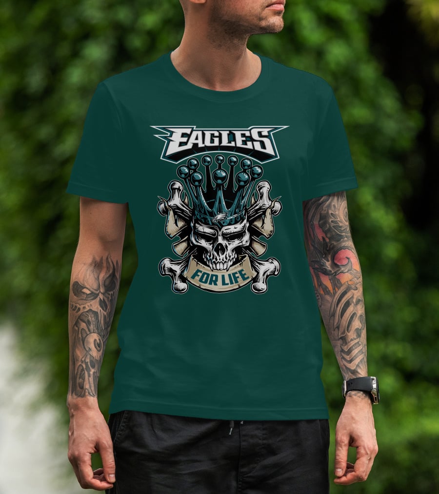 Eagles Skull King For Life Philadelphia Fan Dominion T-Shirt