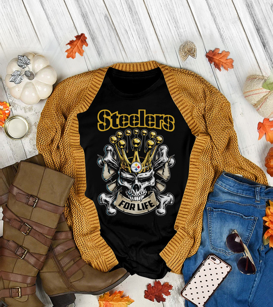 Steelers Skull King Crown For Life T-Shirt