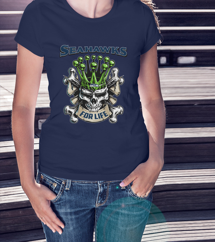 Skull King Seahawks For Life T-Shirt