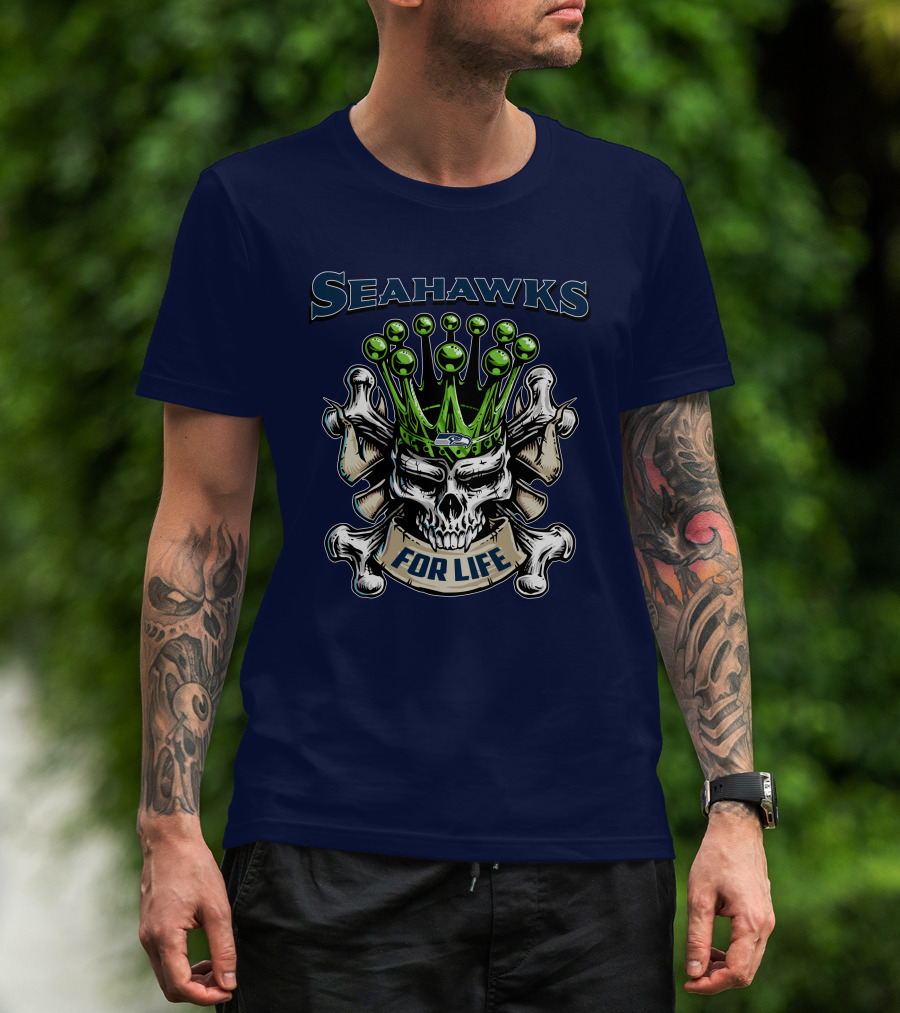 Skull King Seahawks For Life T-Shirt