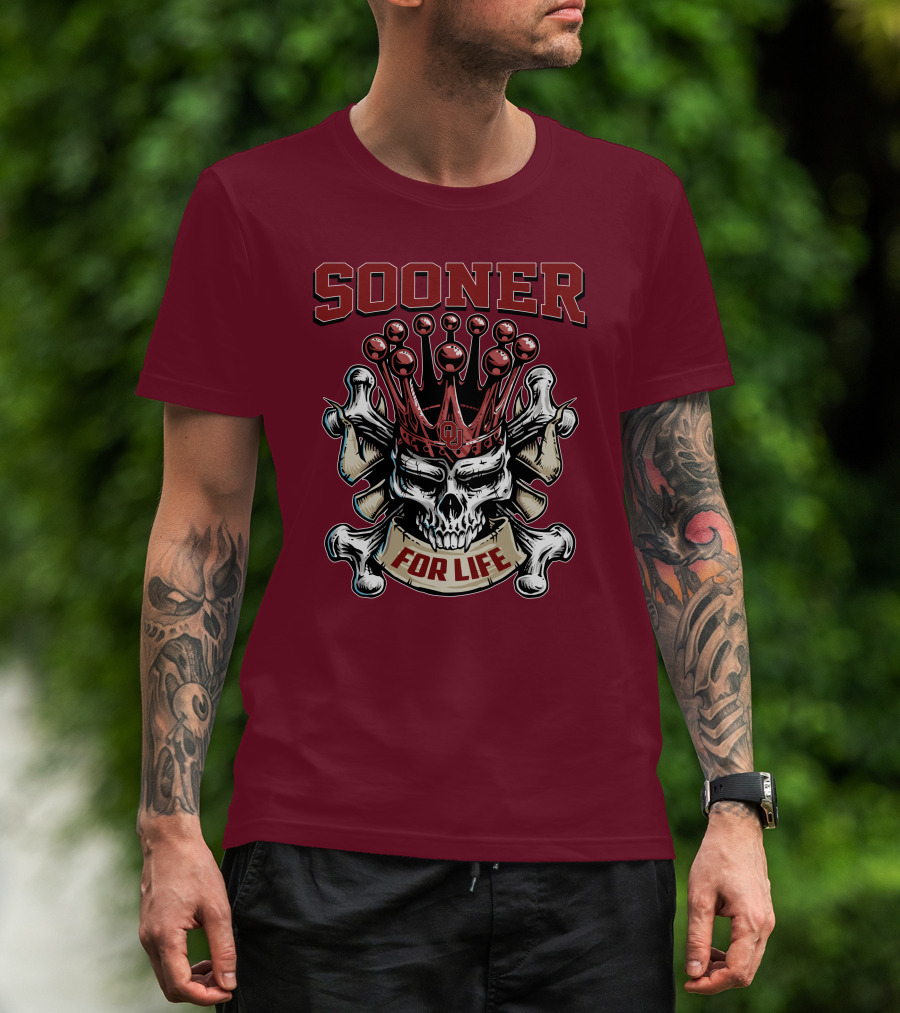Sooner Skull King Ou Crown For Life T-Shirt