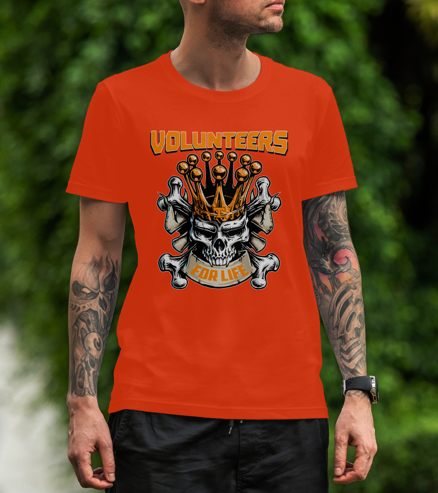 Volunteers Skull King Crown Tennessee For Life T-Shirt