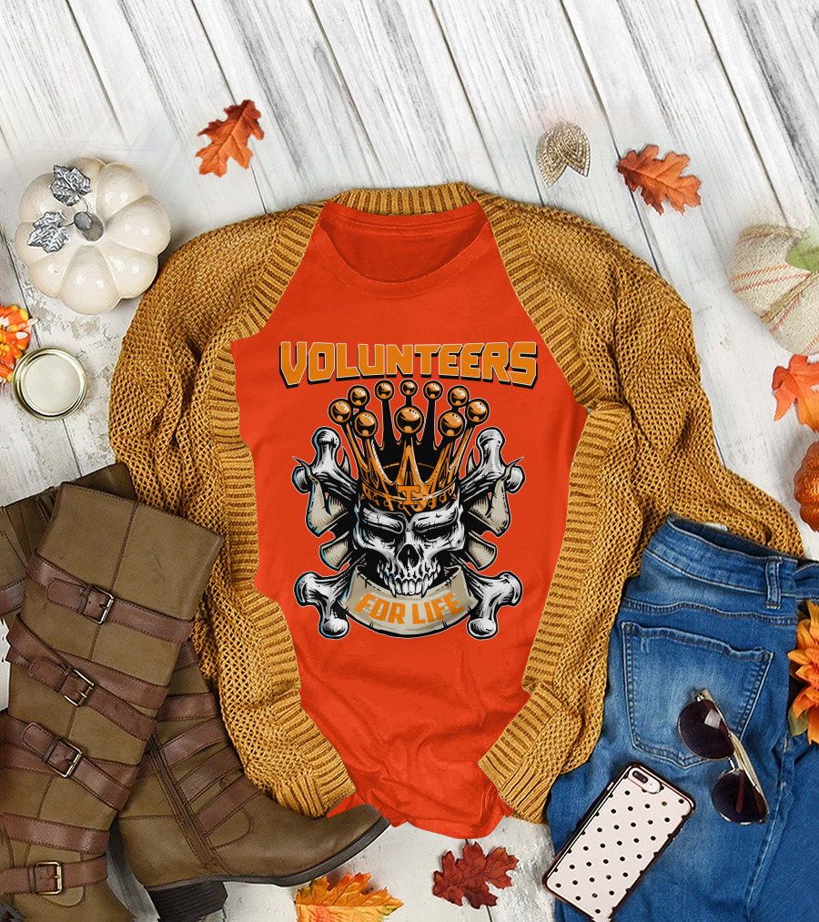 Volunteers Skull King Crown Tennessee For Life T-Shirt