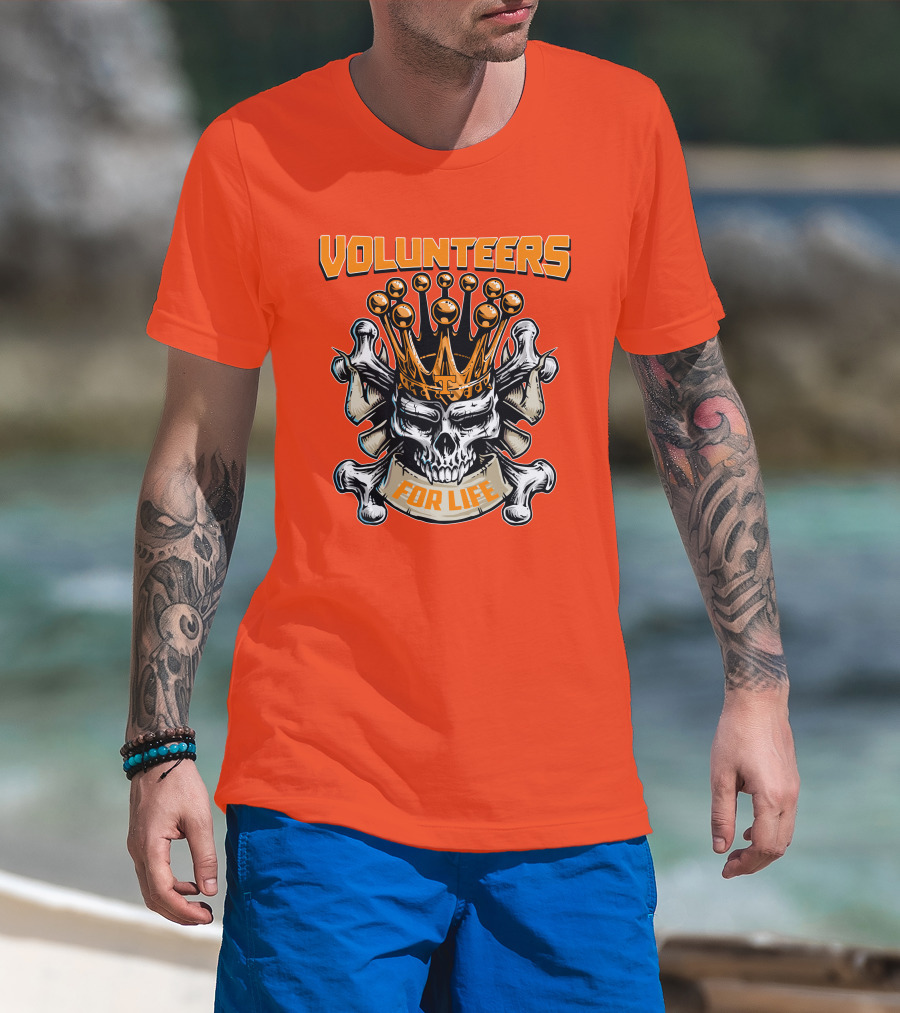 Volunteers Skull King Crown Tennessee For Life T-Shirt