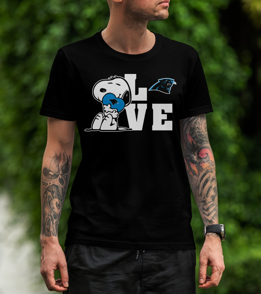 Snoopy Love Carolina Panthers Heart T-Shirt