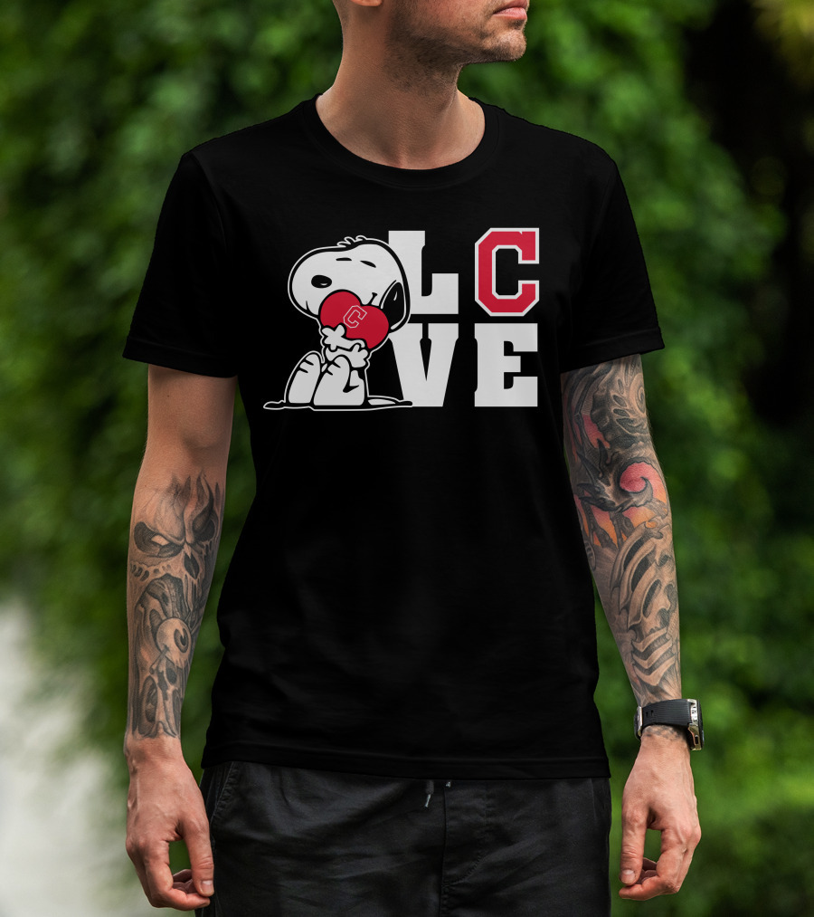 Snoopy Love Cleveland Indians Peanuts Baseball Heart T-Shirt