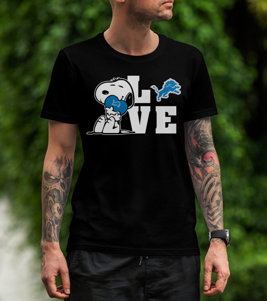 Snoopy Love Lions Football Detroit T-Shirt