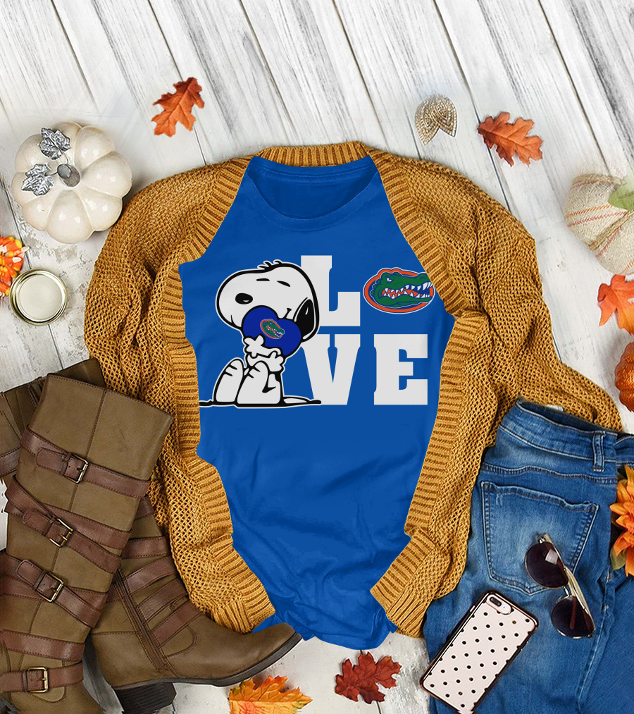 Snoopy Love Florida Gators Peanuts Team Fan Merchandise T-Shirt