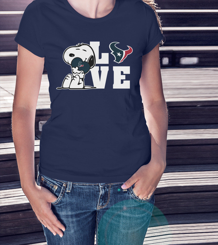 Snoopy Hugging Love Houston Texans T-Shirt