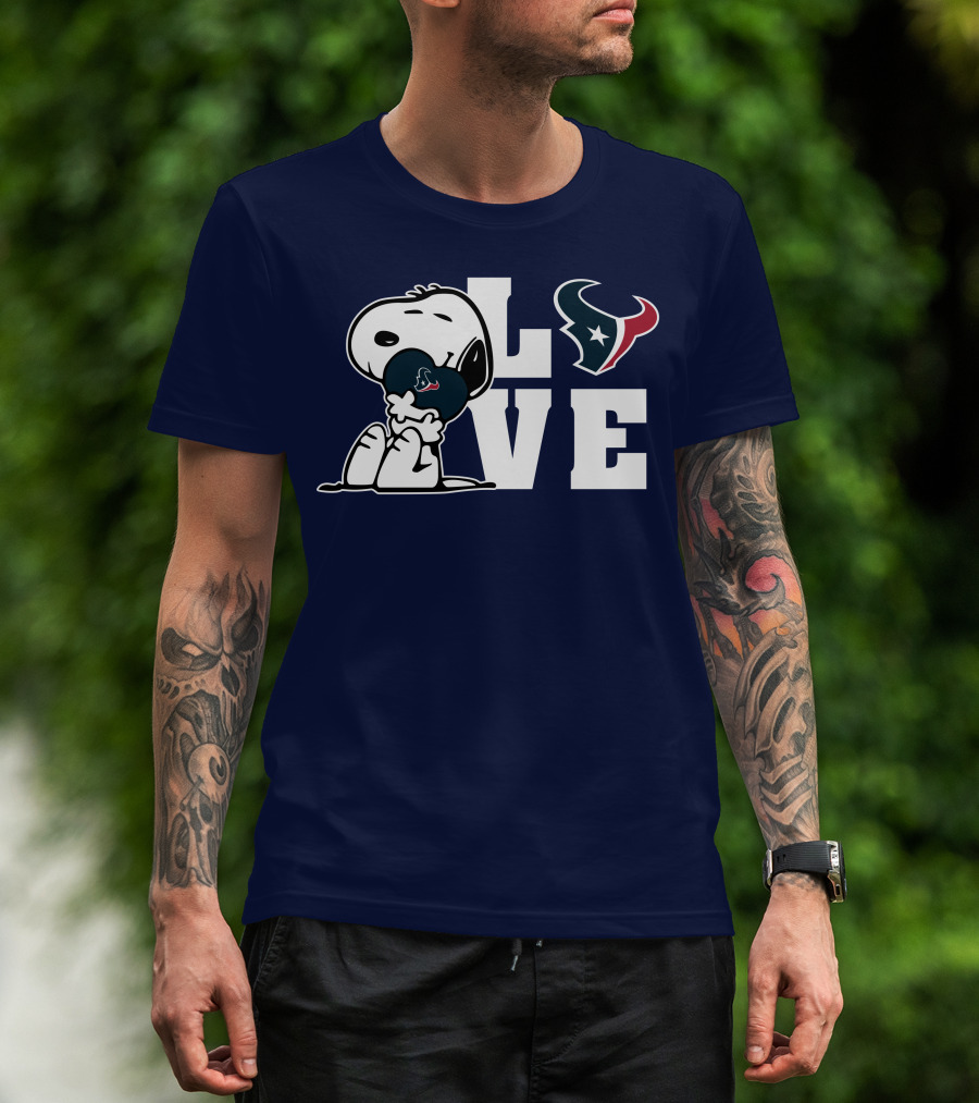 Snoopy Hugging Love Houston Texans T-Shirt