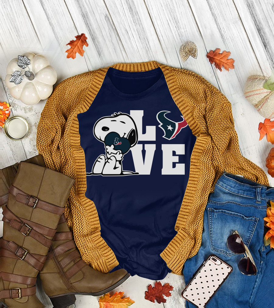 Snoopy Hugging Love Houston Texans T-Shirt