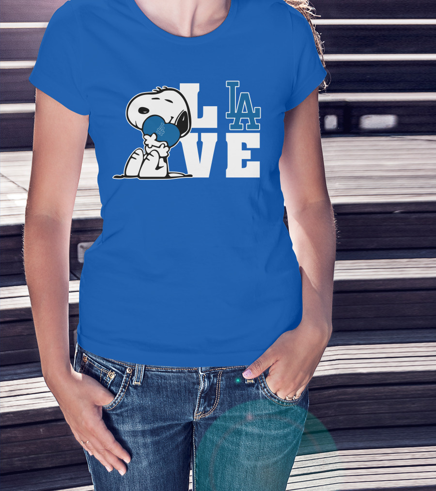Snoopy Love La Dodgers Peanuts Mlb Collaboration T-Shirt