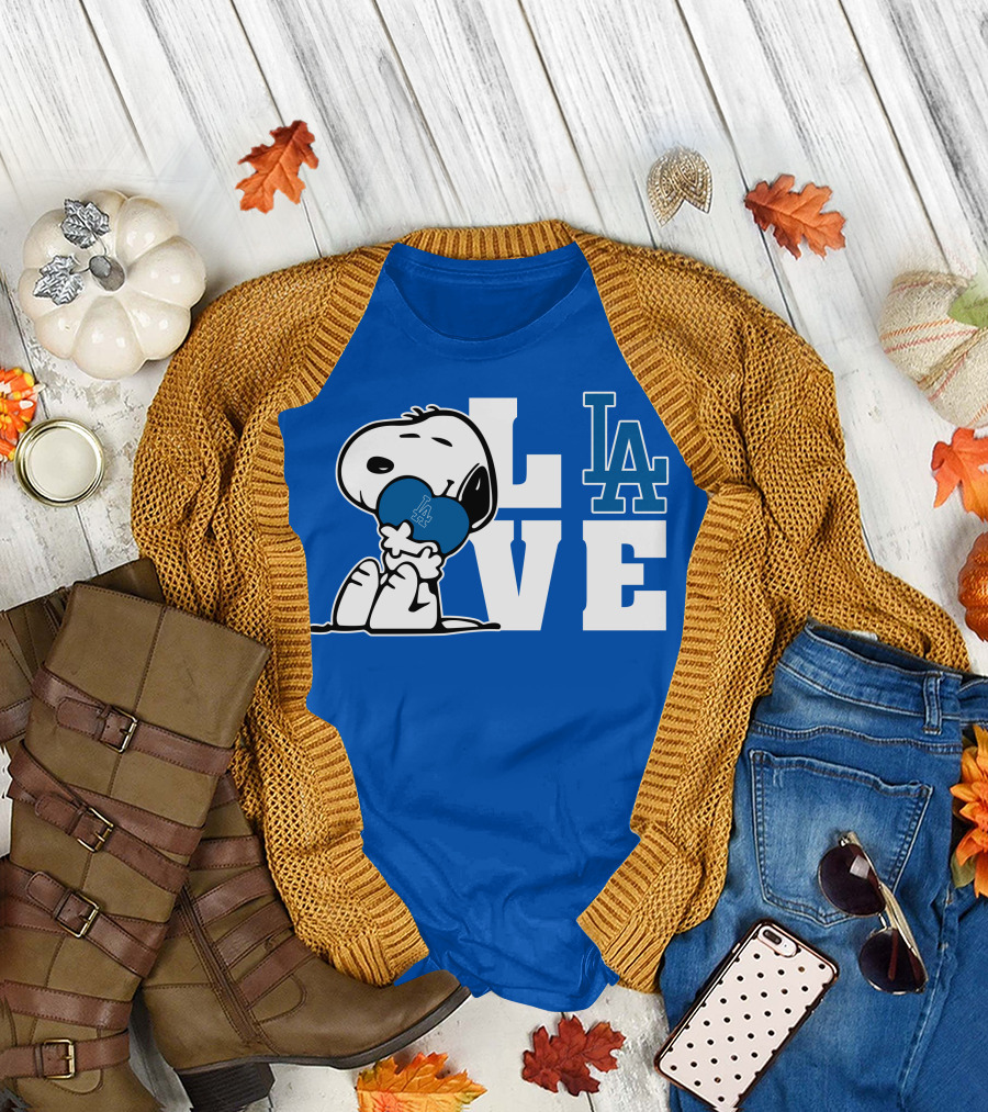 Snoopy Love La Dodgers Peanuts Mlb Collaboration T-Shirt