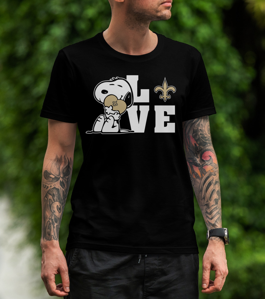 Snoopy Love New Orleans Saints Fleur-De-Lis Heart T-Shirt