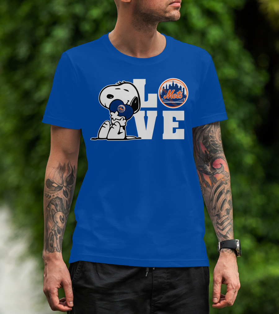 Snoopy Love Mets Baseball New York Peanuts Fan Gear T-Shirt